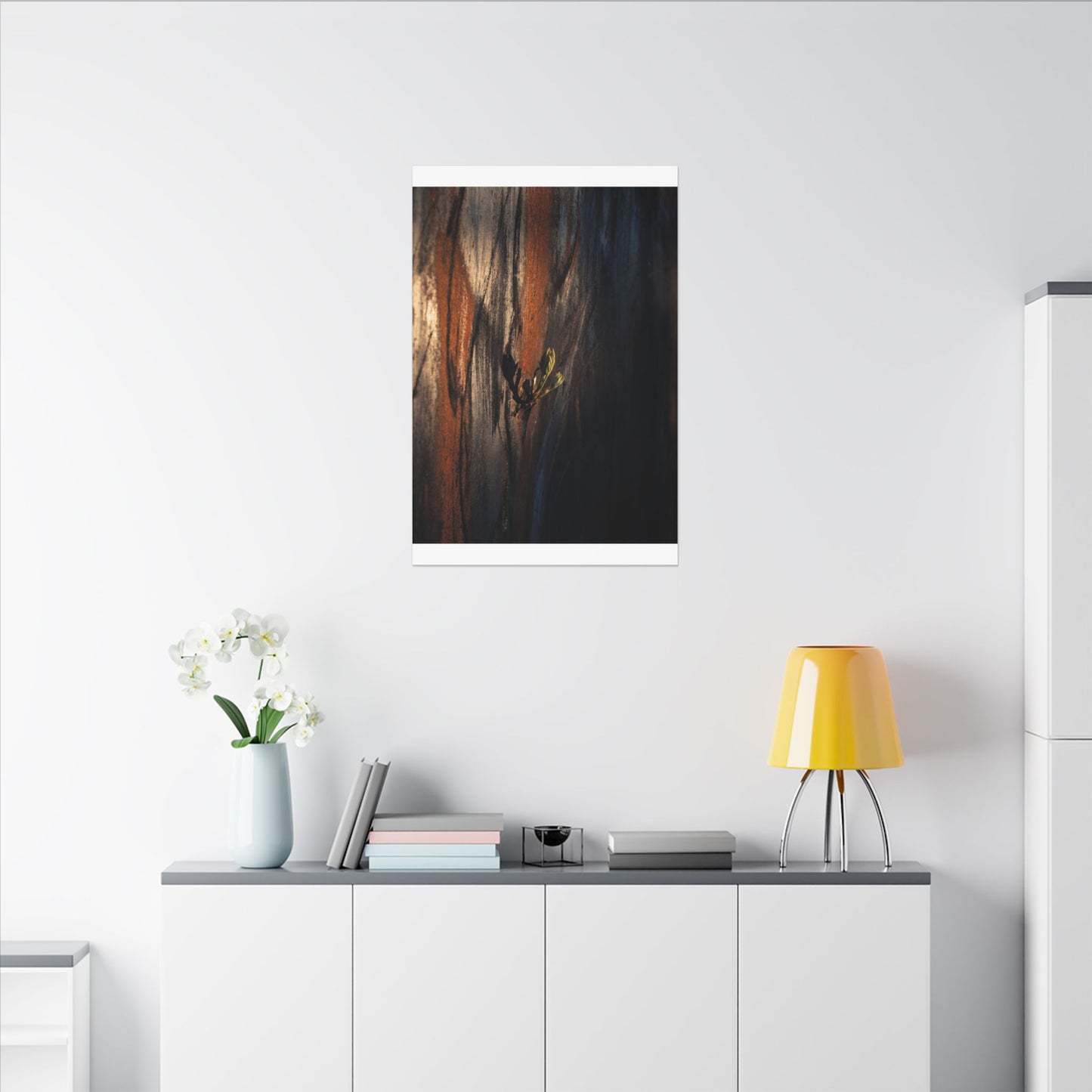 Rust Patina Charcoal Ink Canvas Art | Moody Dark Japandi Art