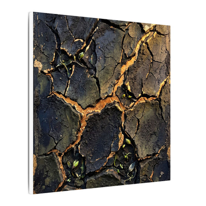 Cracked Earth Spring Canvas Art | Dark Japandi Atmospheric Design