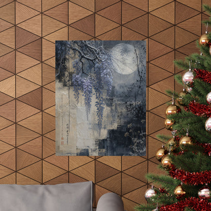 Moonlight Wisteria Wall Art Print - Japandi Seijaku