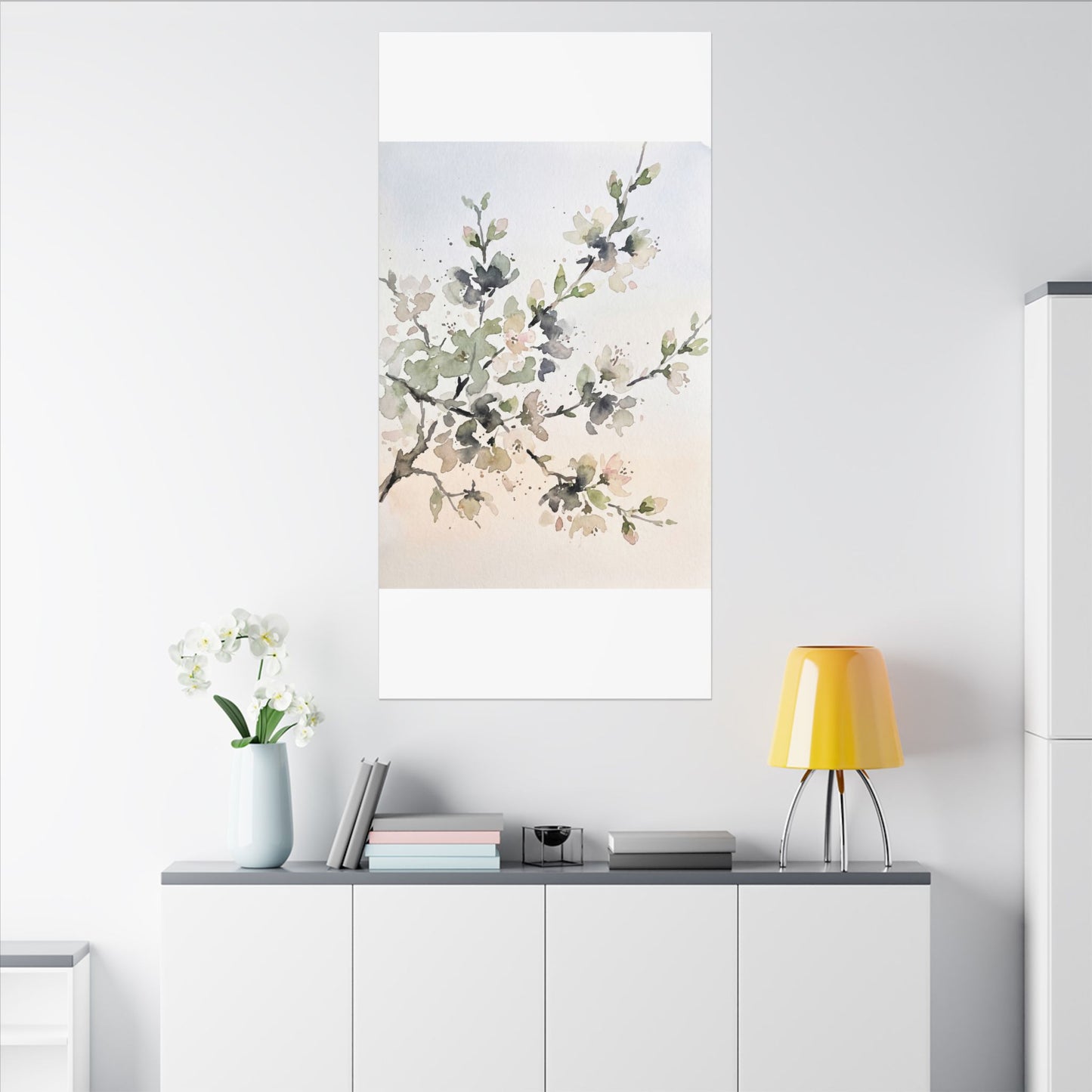 Cherry Blossom Watercolor Canvas Art | Elegant Japandi Art