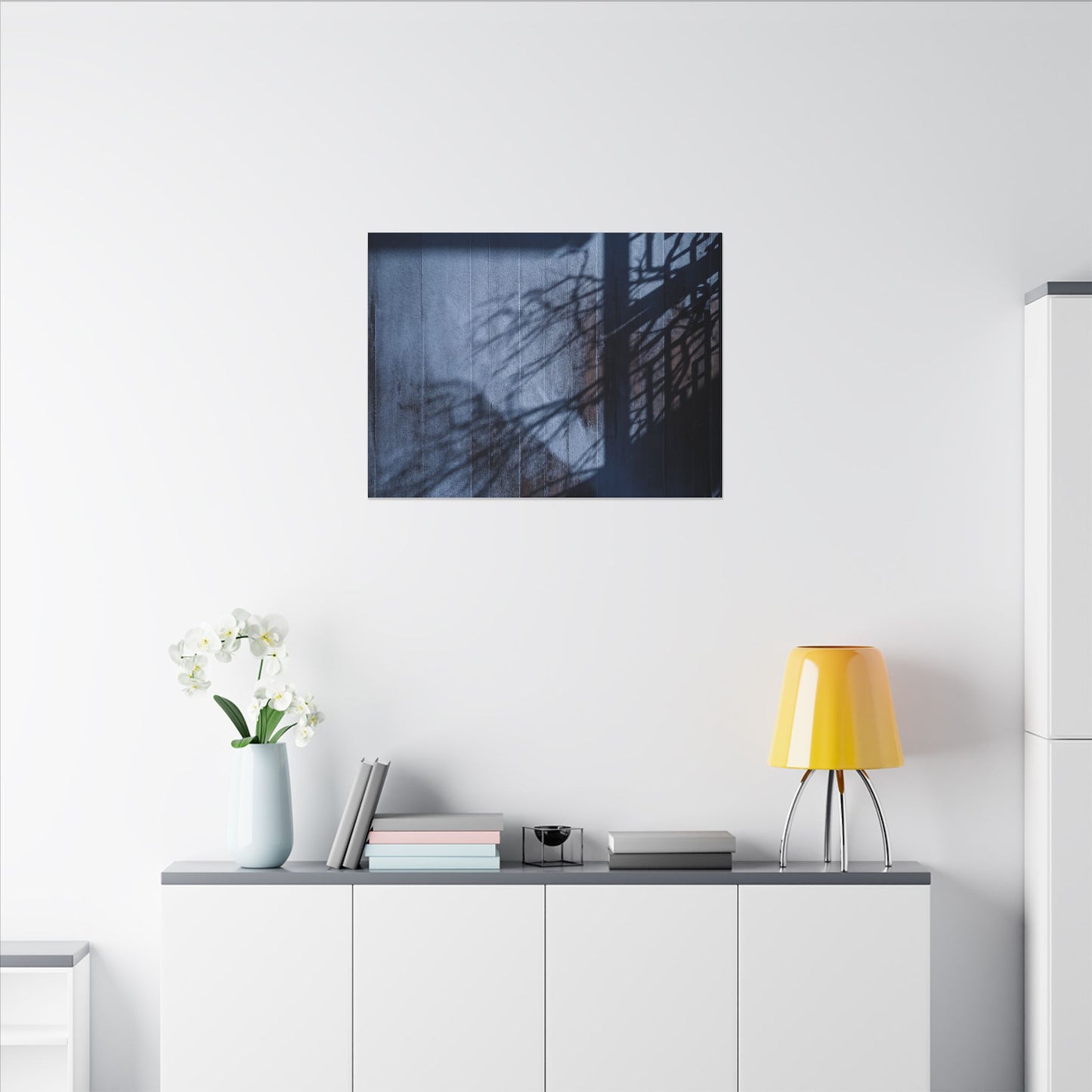 Shadow Play Moody Minimal Canvas Art | Moody Dark Japandi Art