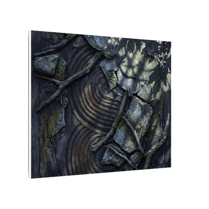 Rock Garden Canvas Art | Winter Dark Japandi Dark Texture Art