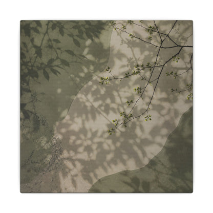 Neutral Shadow Play Canvas Art - Japanese Pattern Japandi