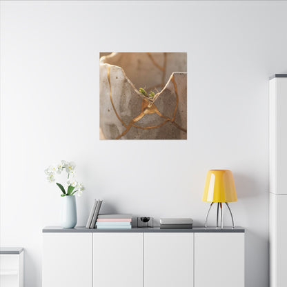 Golden Hour Broken Pottery Canvas Art - Japandi Kanso