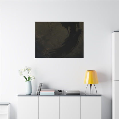 Seijaku Ink Brushstroke Canvas Art - Dark Japandi Moody Minimal