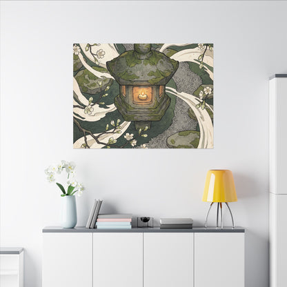 Zen Stone Lantern in Candlelight | Ukiyo E Inspired Canvas Art