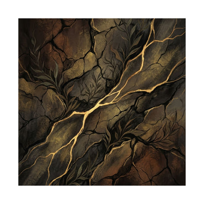 Bold Cracked Earth Wall Art Print - Charcoal Ink Dark Japandi
