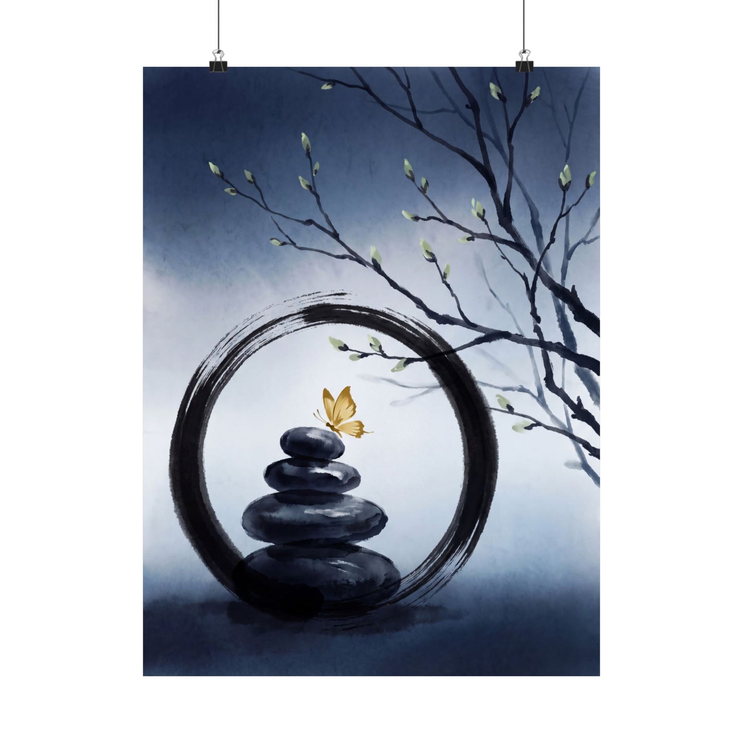 Zen River Stones in Dawn | Enso Wall Art Print Art Print
