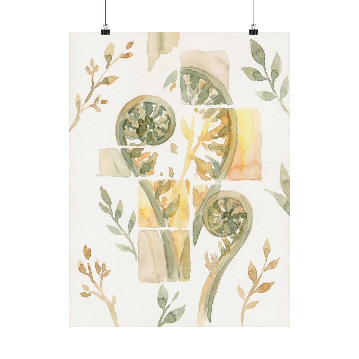 Kanso Fern Unfurling Wall Art Print - Japandi Watercolor