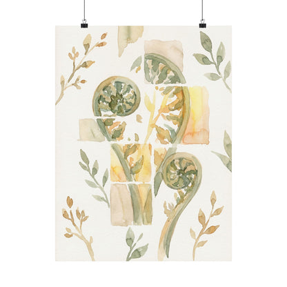 Kanso Fern Unfurling Wall Art Print - Japandi Watercolor
