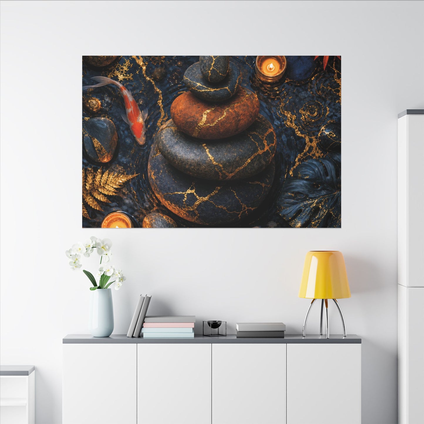 Summer River Stones Gold Vein Canvas Art | Resilient Decor