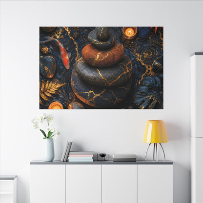 Summer River Stones Gold Vein Canvas Art | Resilient Decor