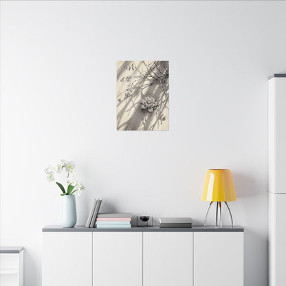 Winter Lotus Flower Sumi E Canvas Art | Contemplative Decor