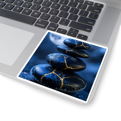 River Stones Sticker | Winter Kintsugi Gold Repair Art