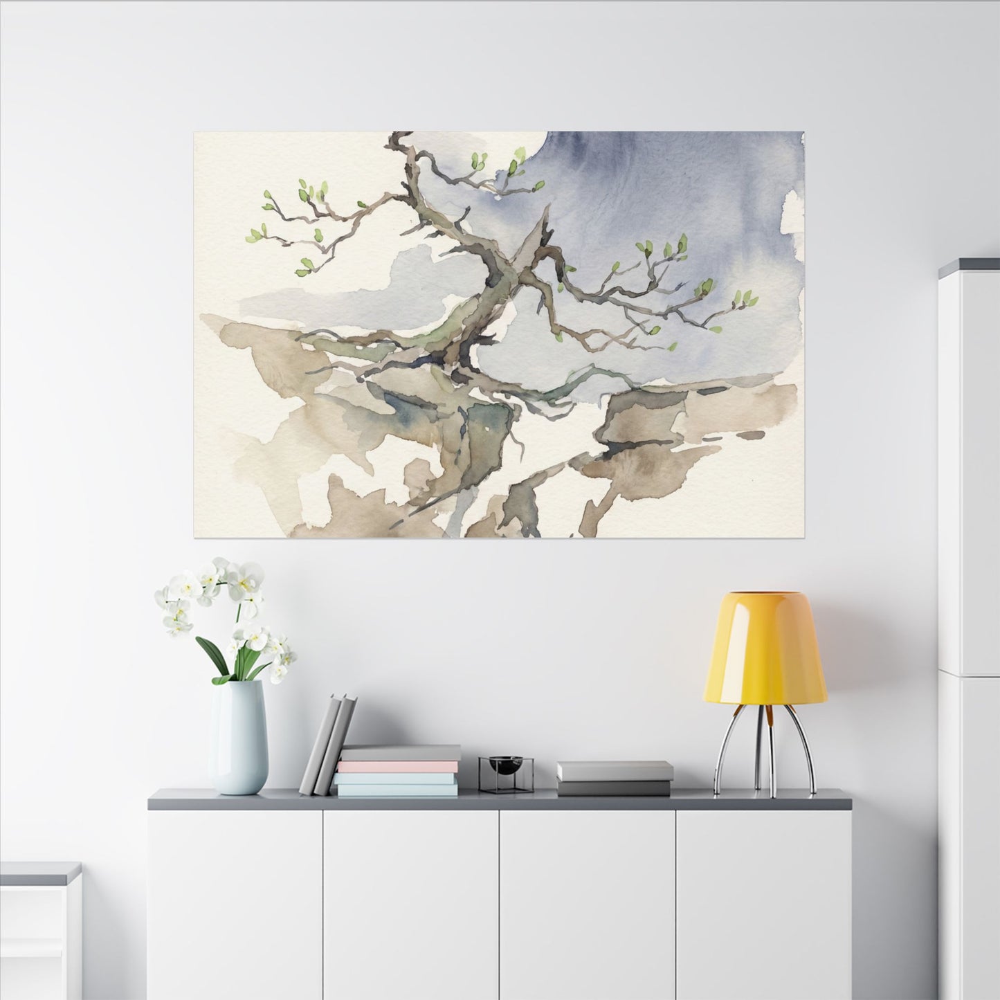 Moonlight Pine Tree Canvas Art - Japandi Ma