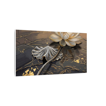 Kintsugi Lotus Flower in Golden Hour | Gold Vein Canvas Art