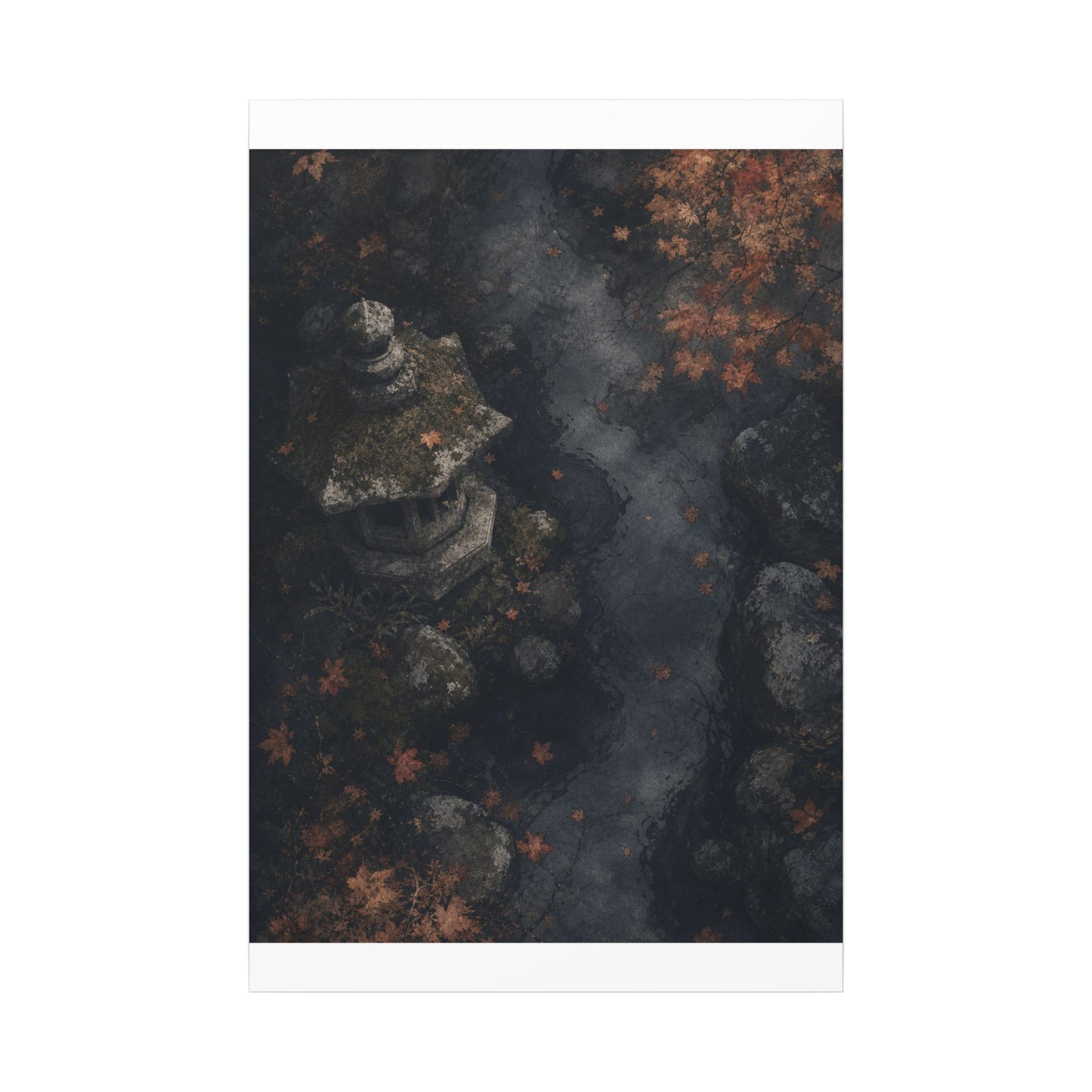 Stone Lantern Canvas Art | Autumn Japandi Texture Art