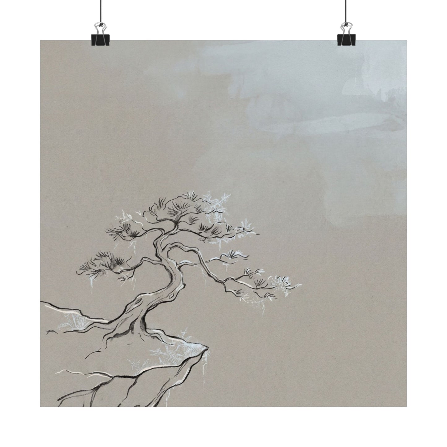 Ma Pine Tree Wall Art Print - Japandi Minimal Line