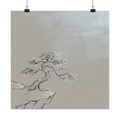Ma Pine Tree Wall Art Print - Japandi Minimal Line