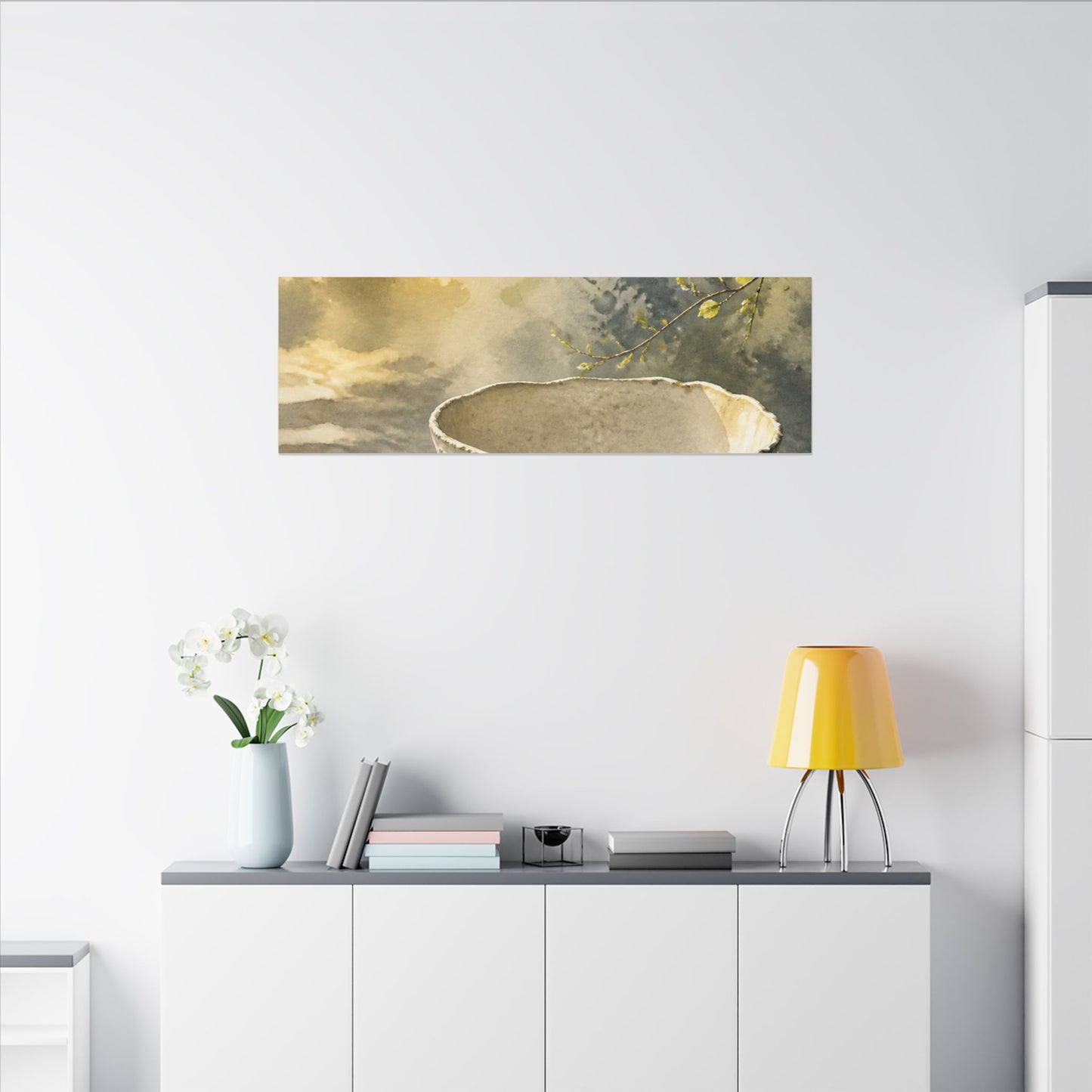 Cozy Ceramic Bowl Canvas Art - Watercolor Japandi