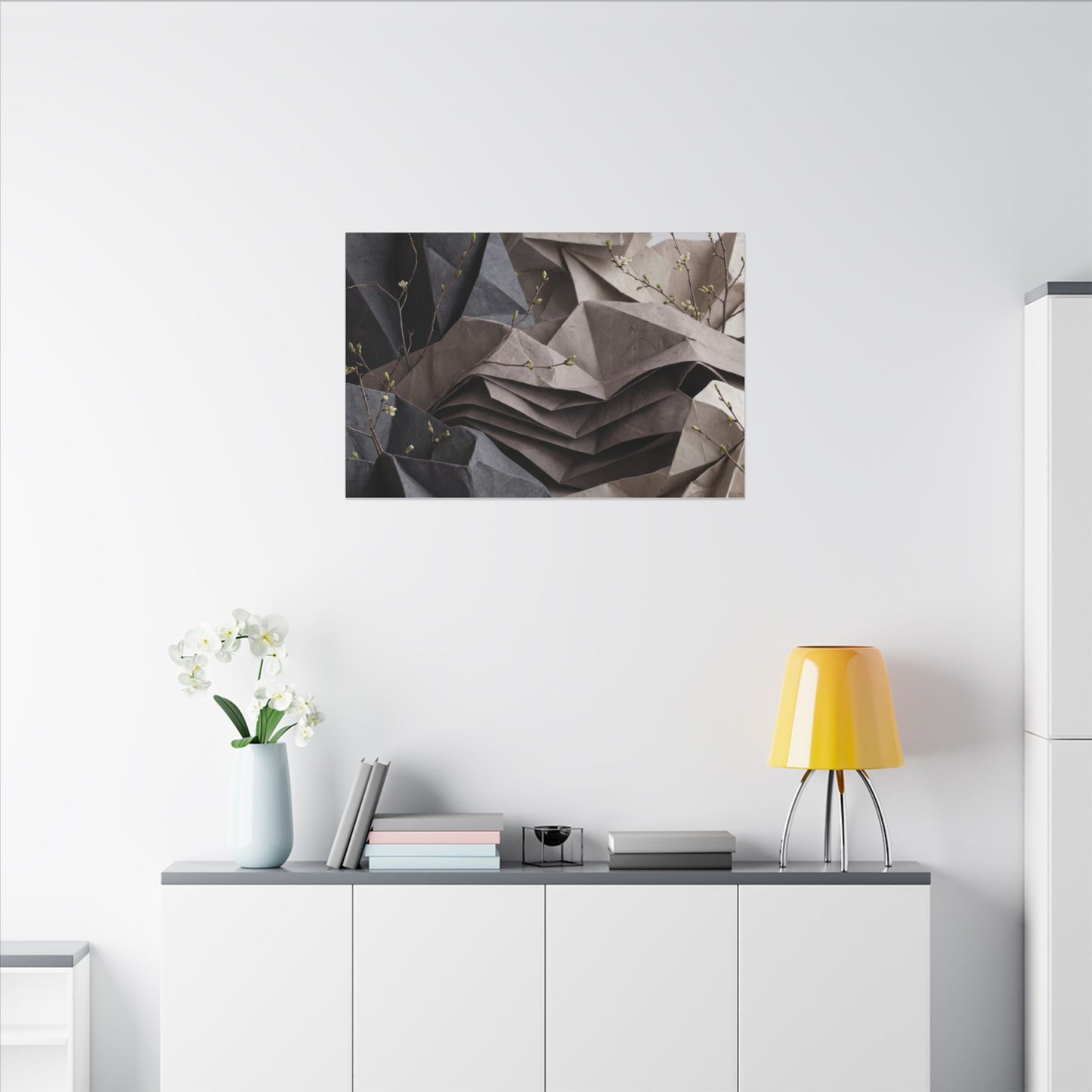 Neutral Paper Fold Canvas Art - Texture Japandi