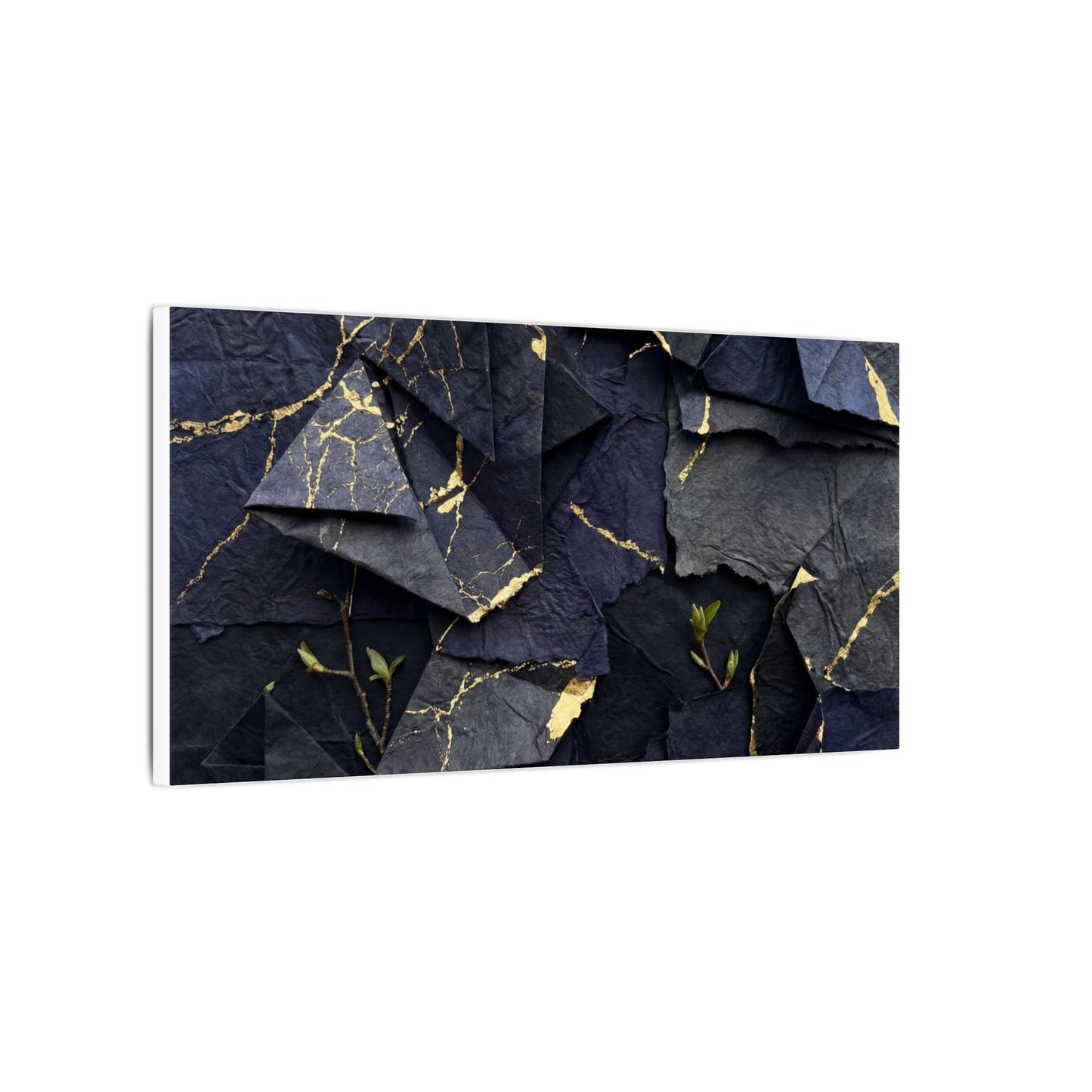 Beautiful Paper Fold Canvas Art - Crackle Gold Kintsugi