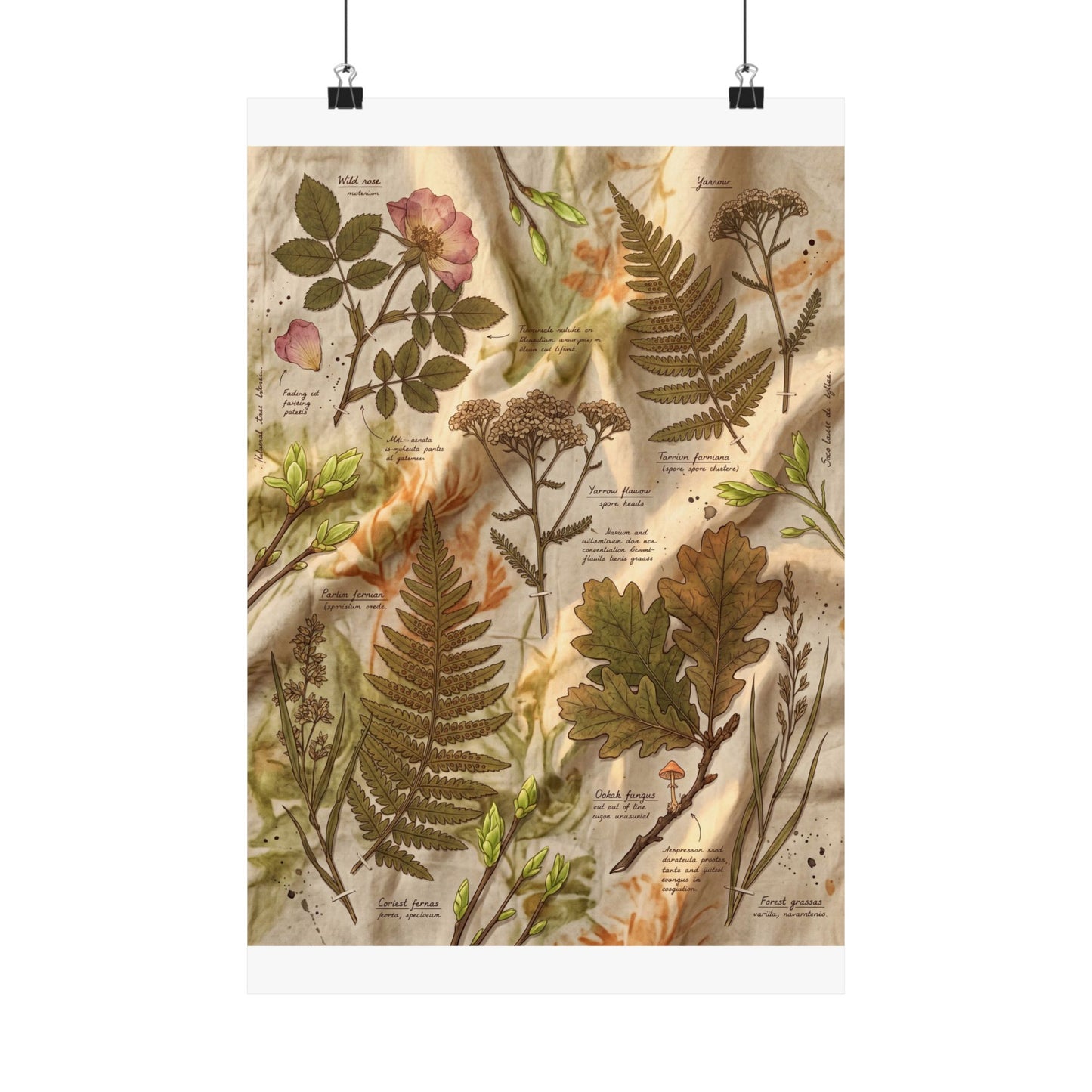 Spring Silk Drape Herbarium Wall Art Print | Nostalgic Decor