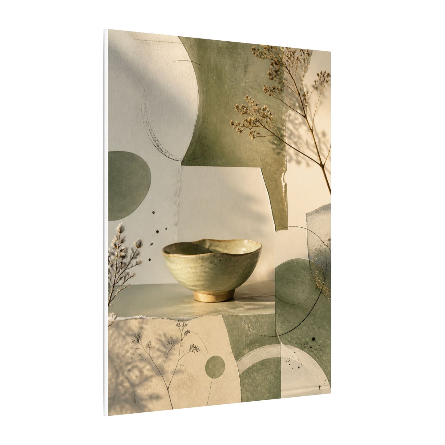 Warm Ceramic Bowl Canvas Art - Minimal Line Japandi