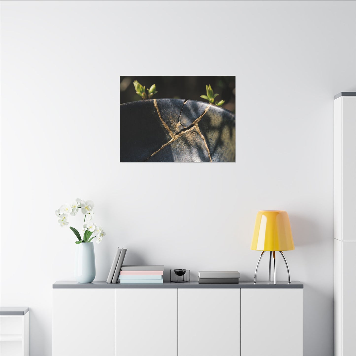 Seijaku Broken Pottery Canvas Art - Dark Japandi Shadow Zen