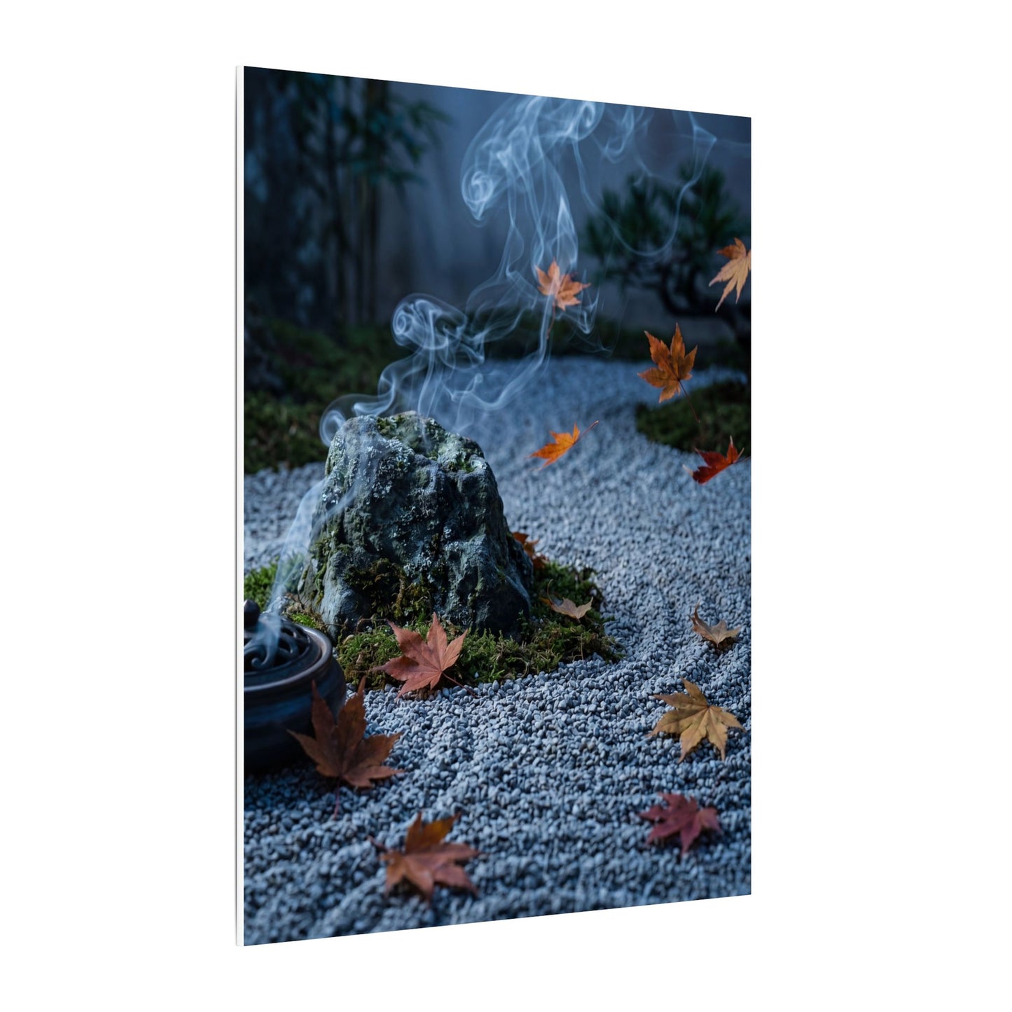 Autumn Incense Smoke Karesansui Canvas Art | Calm Decor