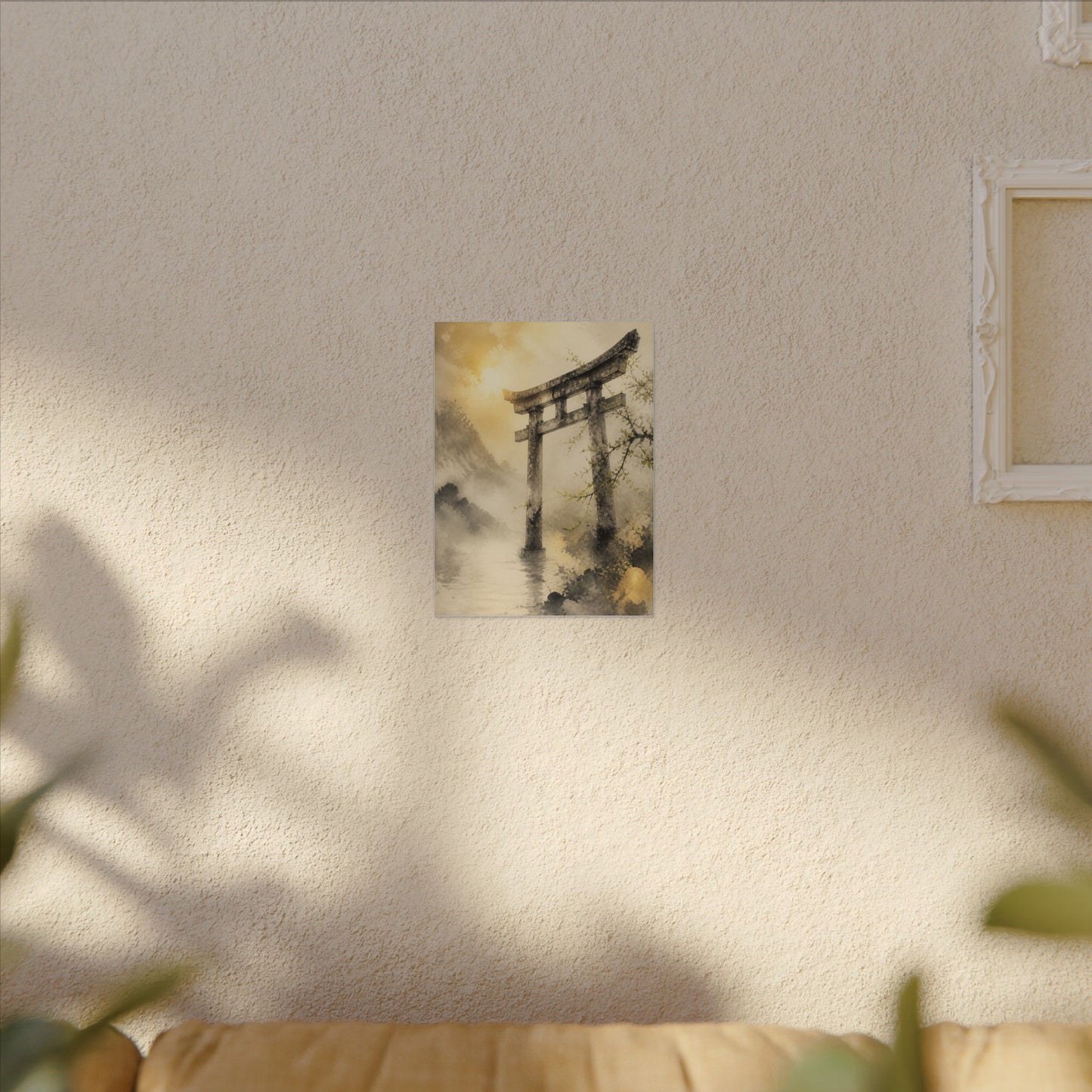 Spring Torii Gate Sumi E Canvas Art | Tranquil Decor