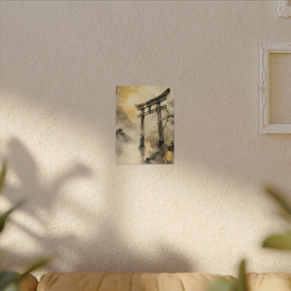 Spring Torii Gate Sumi E Canvas Art | Tranquil Decor