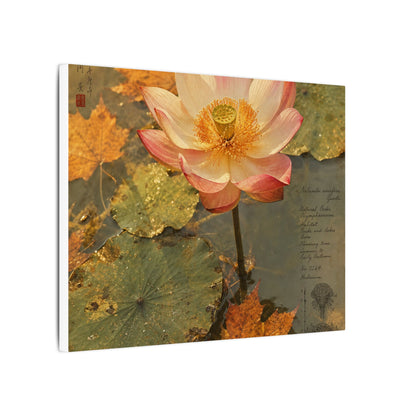 Autumn Lotus Flower Herbarium Canvas Art | Rustic Decor