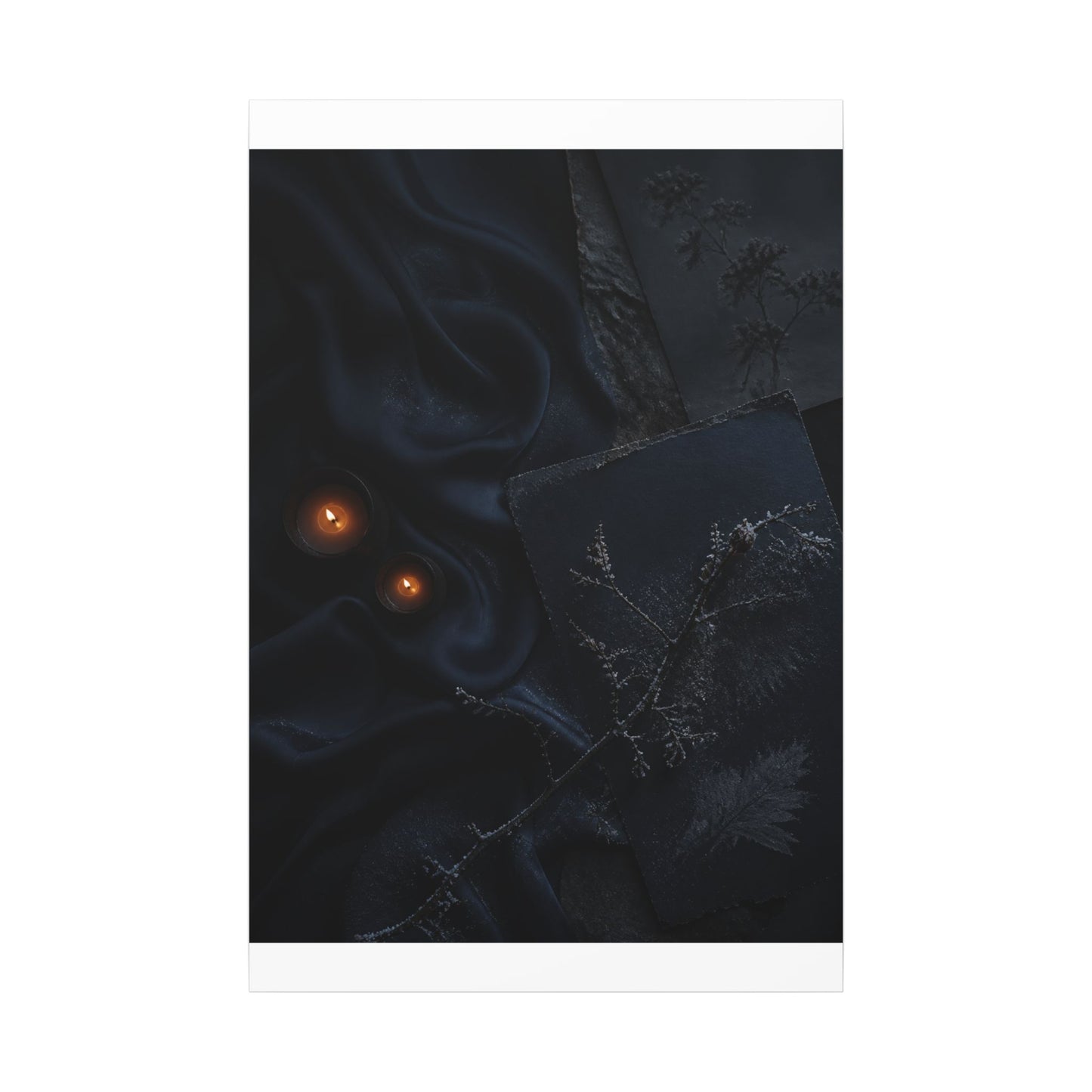Candlelight Silk Drape Canvas Art - Dark Japandi Kanso
