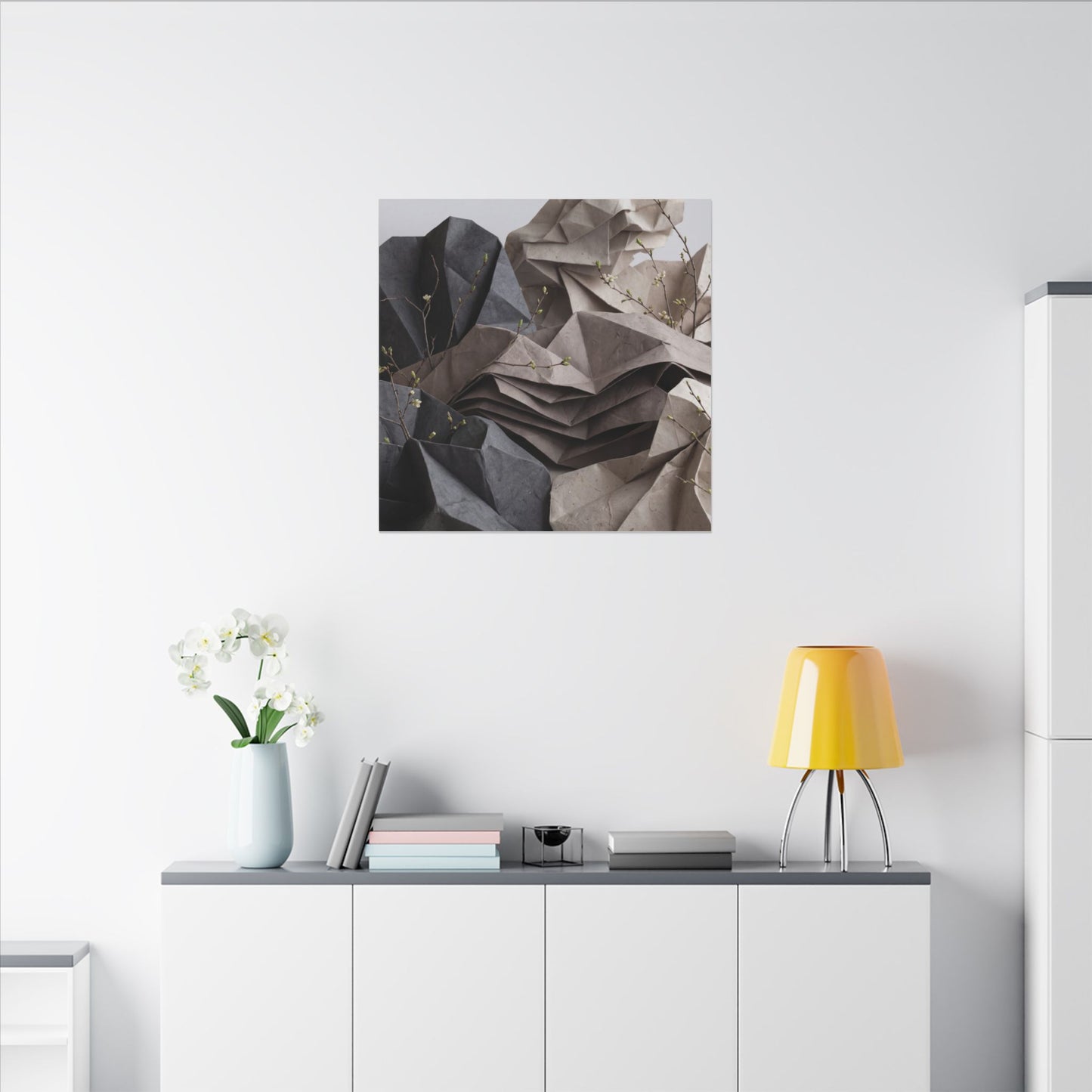 Neutral Paper Fold Canvas Art - Texture Japandi