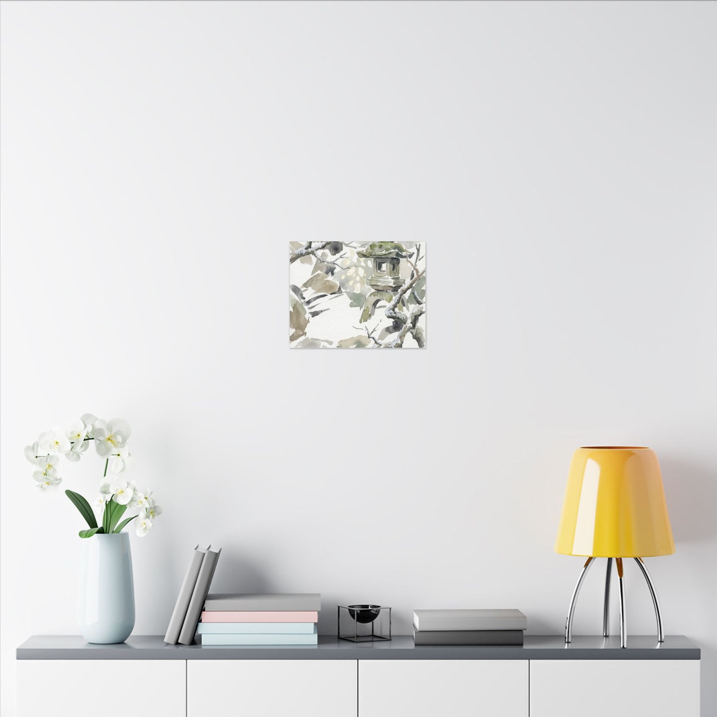 Elegant Stone Lantern Canvas Art - Watercolor Japandi