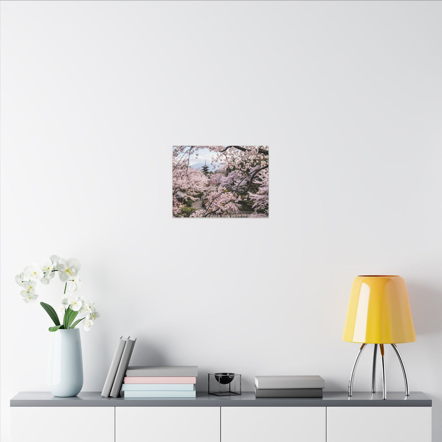 Cherry Blossom Winter Canvas Art | Dark Japandi Luxurious Design