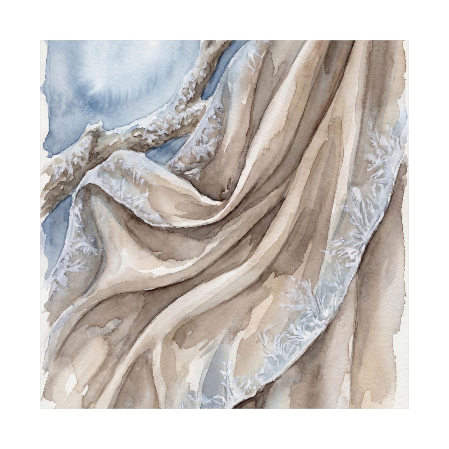 Silk Drape Wall Art Print | Winter Japandi Watercolor Art