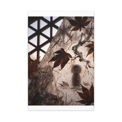 Shoji Screen Autumn Canvas Art | Dark Japandi Atmospheric Design