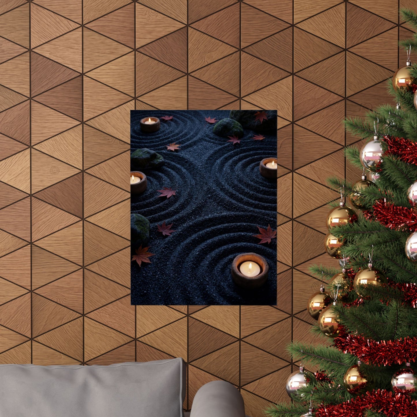 Autumn Rock Garden Dark Texture Wall Art Print | Luxurious Decor