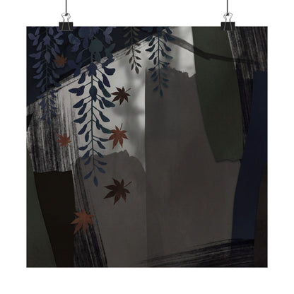 Wisteria Autumn Wall Art Print | Dark Japandi Atmospheric Design Art Print