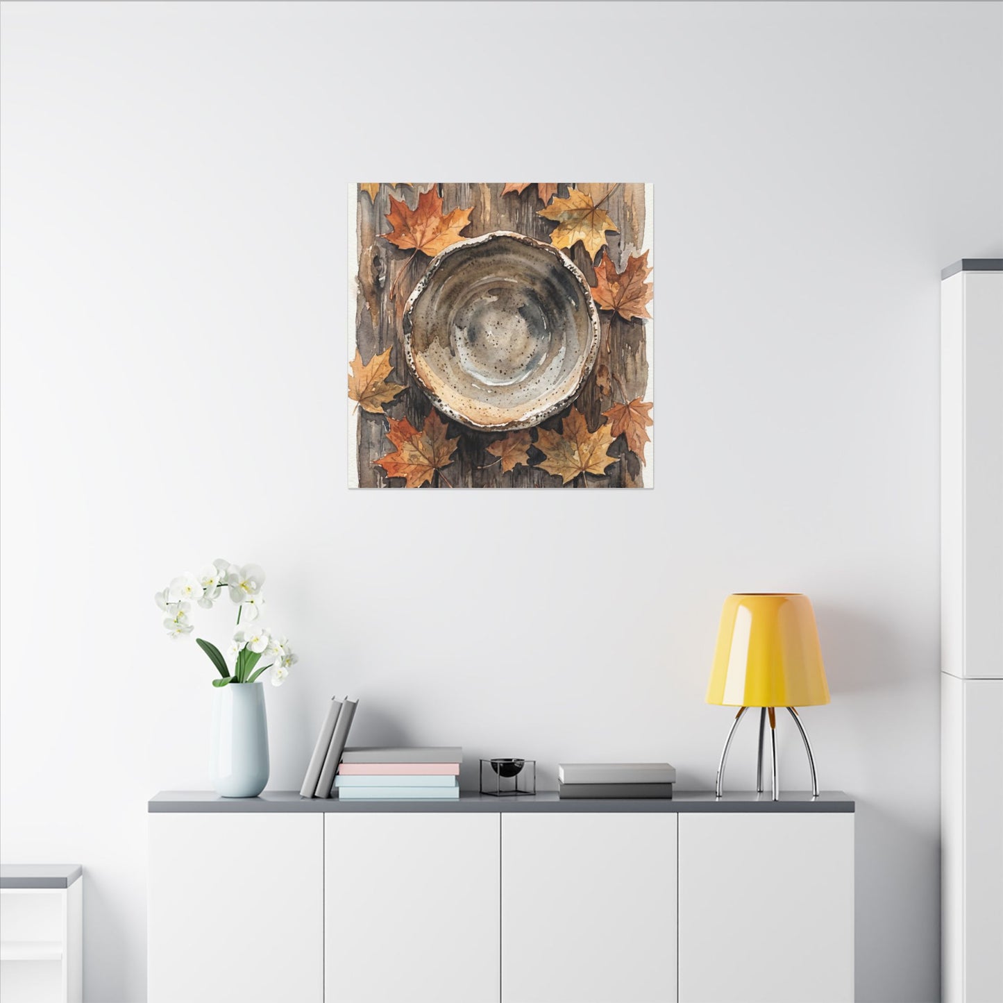 Ma Ceramic Bowl Canvas Art - Japandi Watercolor
