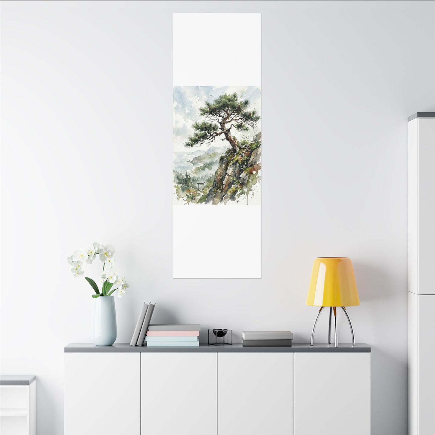 Pine Tree Spring Canvas Art | Japandi Neutral Design