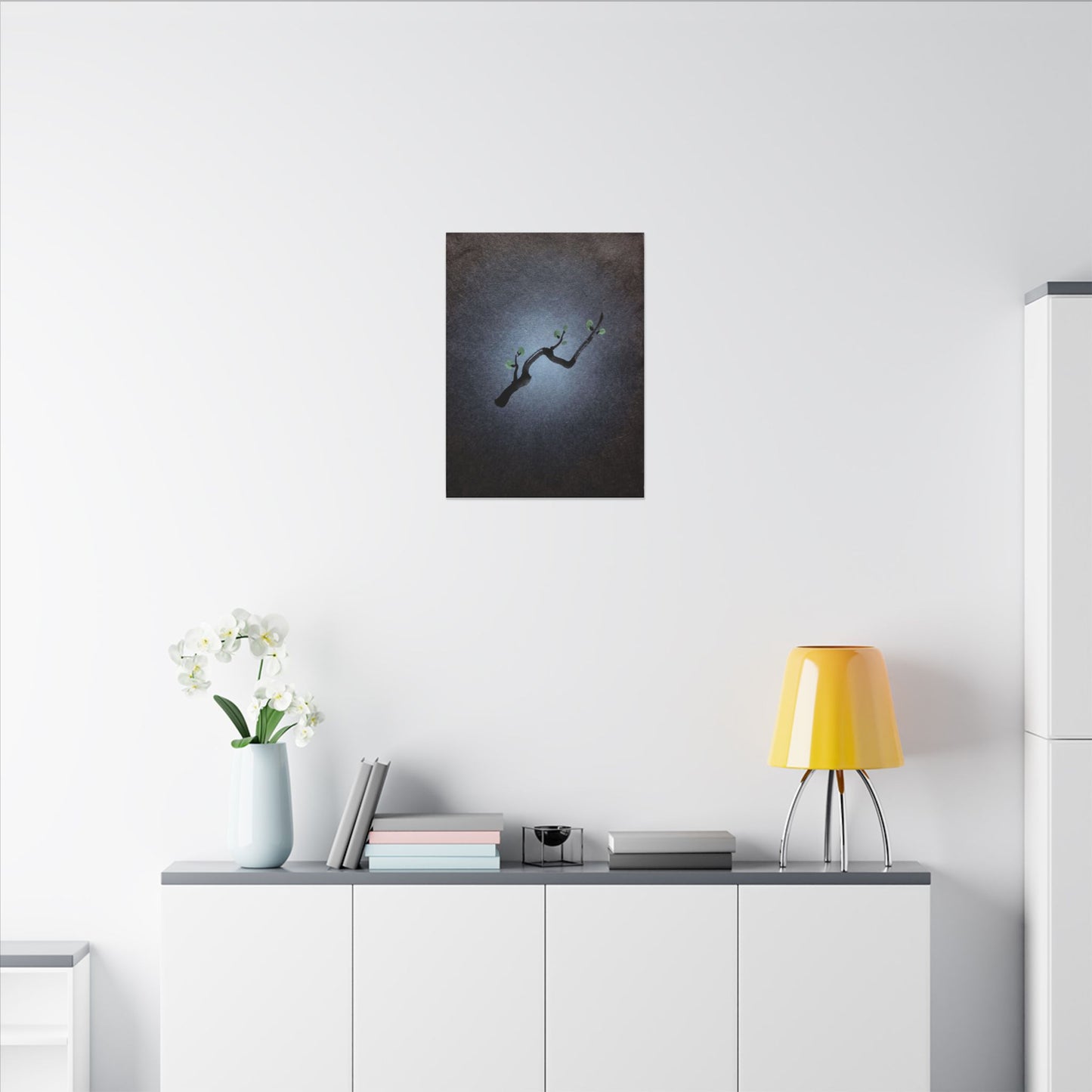 Ink Brushstroke Canvas Art | Spring Dark Japandi Moody Minimal Art