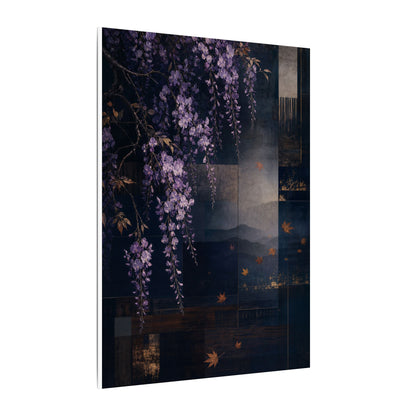 Dawn Wisteria Canvas Art - Dark Japandi Fukinsei