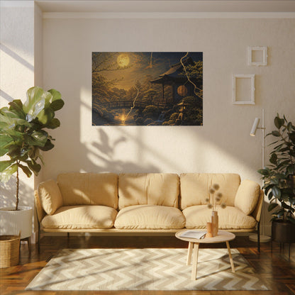 Spring Moonlit Garden Gold Vein Canvas Art | Resilient Decor