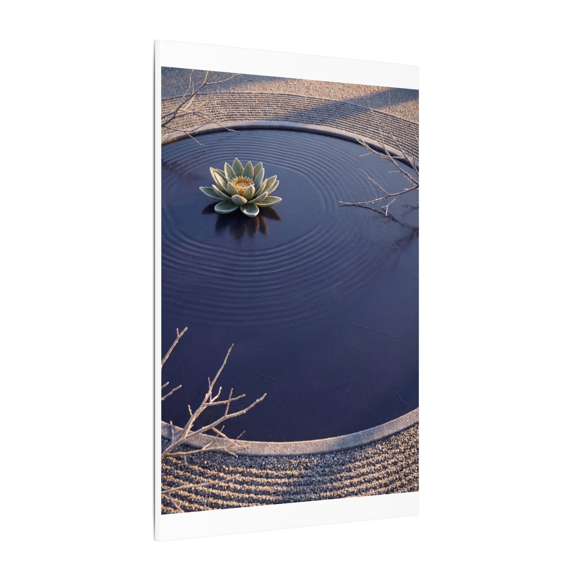 Lotus Flower Canvas Art | Winter Zen Karesansui Art Art Print