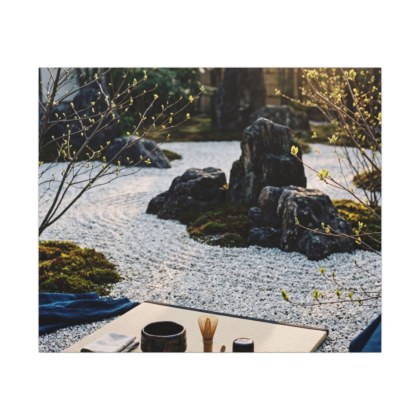 Zen Tea Ceremony in Golden Hour | Karesansui Canvas Art