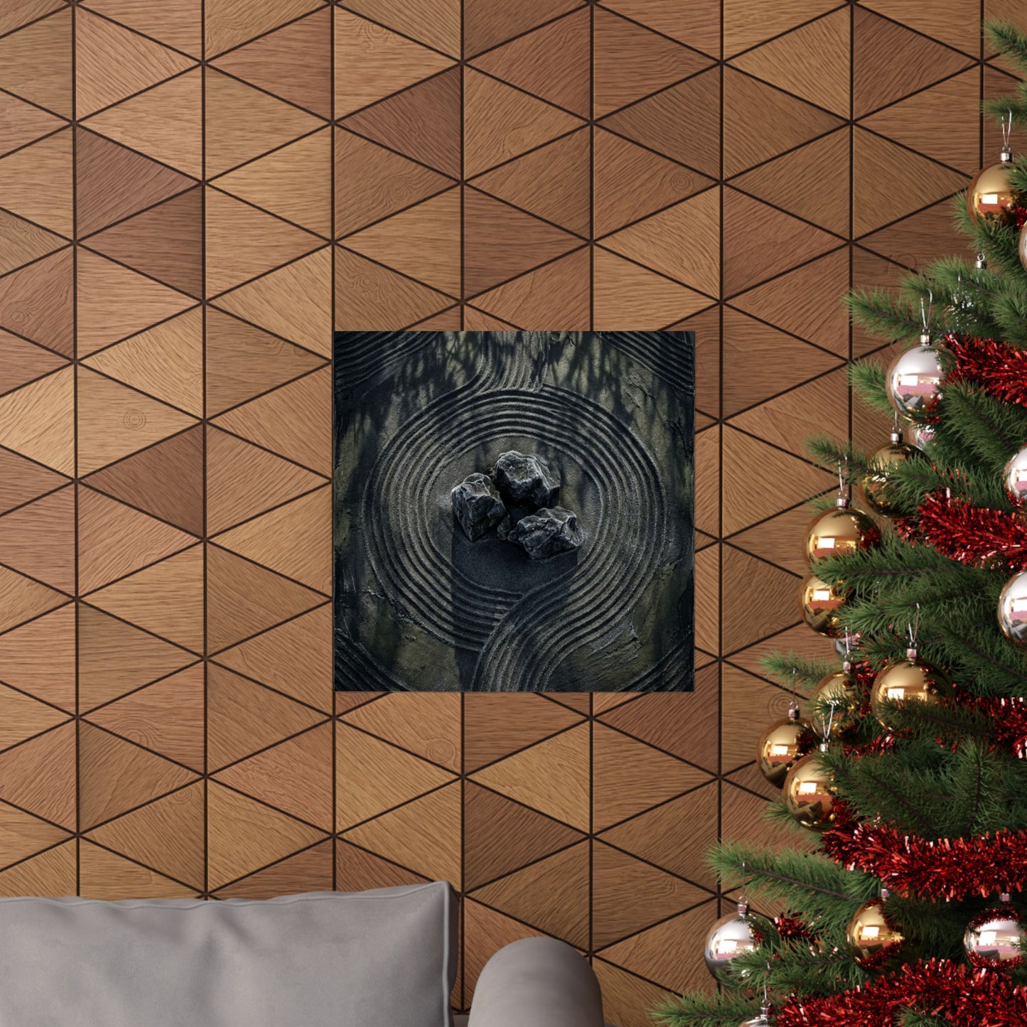 Winter Rock Garden Dark Texture Wall Art Print | Atmospheric Decor