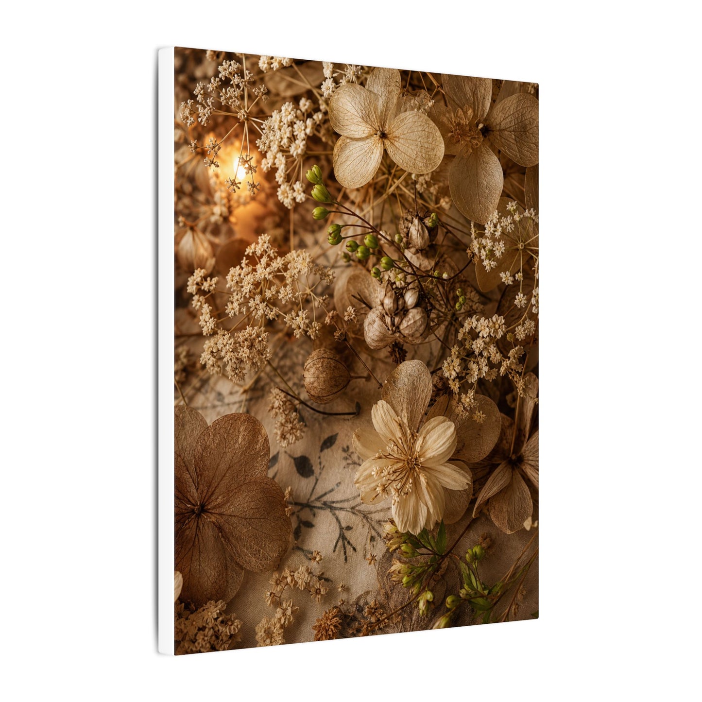 Spring Dried Flowers Japanese Pattern Canvas Art | Earthy Decor